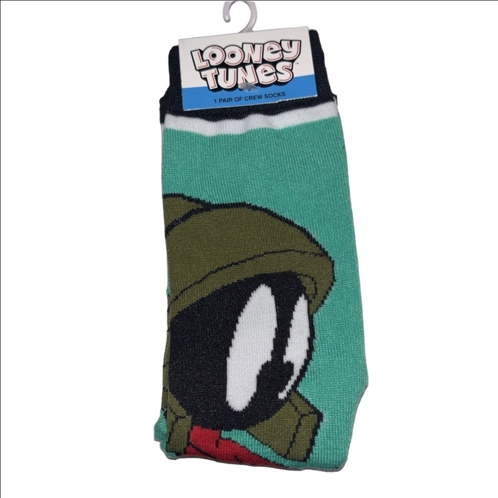 4/$25 Warner Bros Looney Tunes Crew Socks Marvin the Martian New